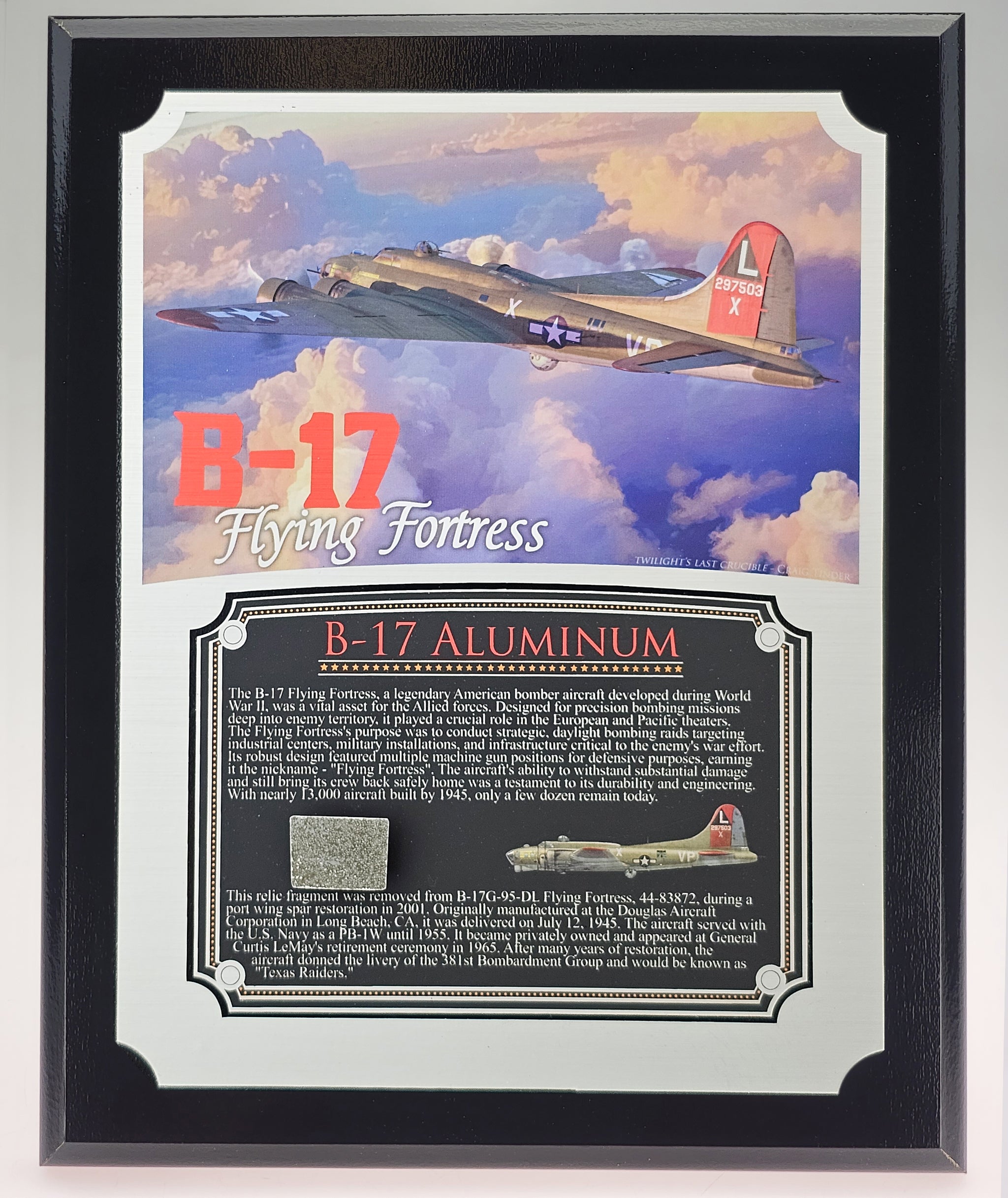 WWII B-17 Flying Fortress "Princess Pat" Relic Plaque - Full Color 8"x10"