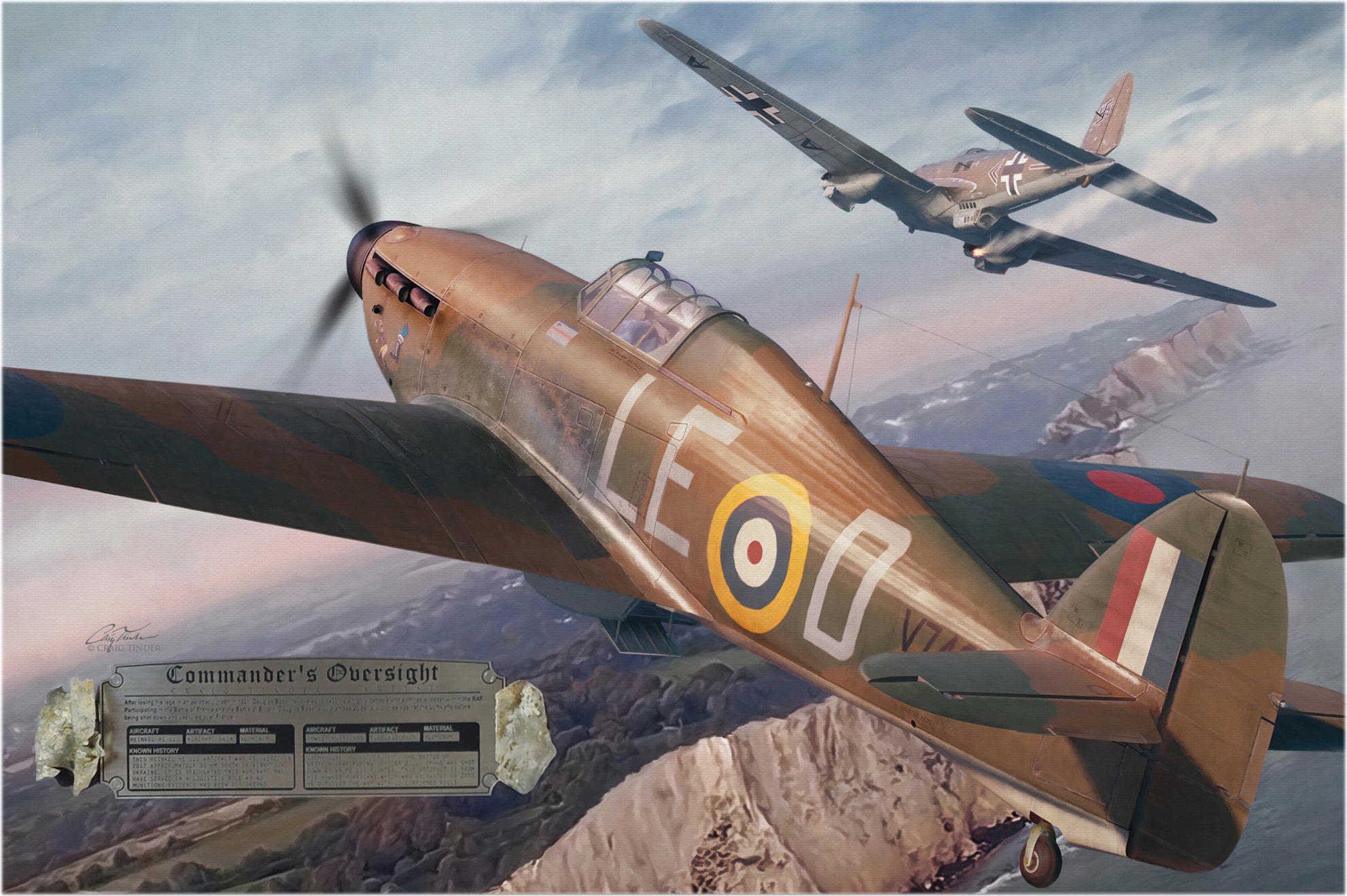 Commander's Oversight - Hurricane Canvas with Hawker Hurricane Relic