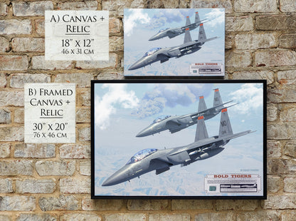 Bold Tigers - F-15E Strike Eagle Canvas with F-15E Relic