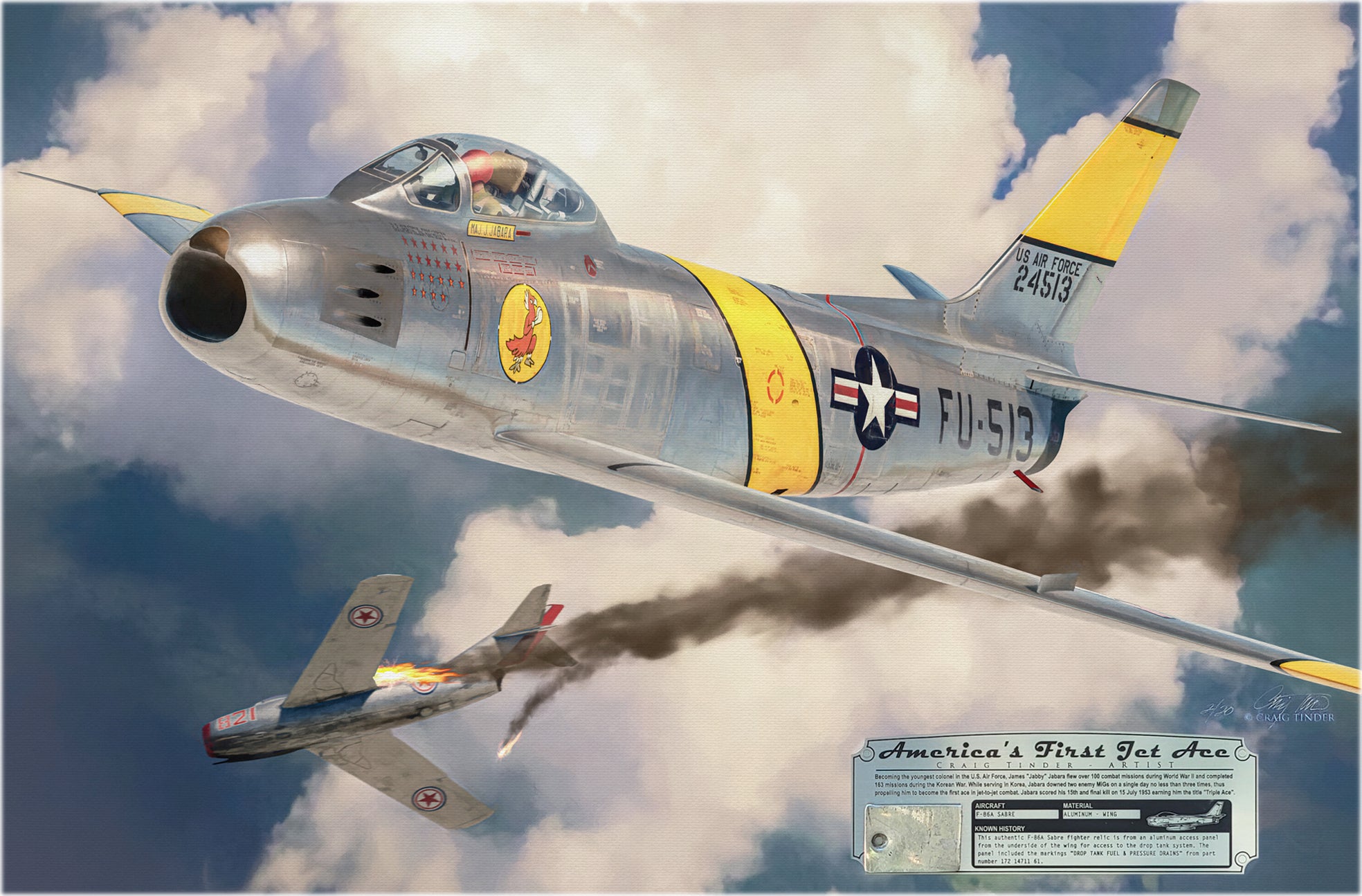 America's First Jet Ace - F-86A Sabre Canvas with F-86A Relic