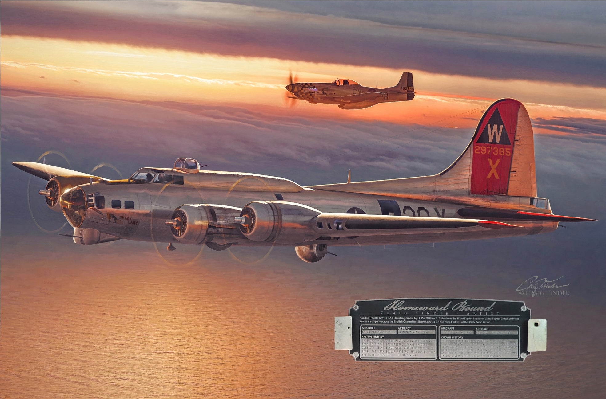 Homeward Bound - B-17G & P-51D Canvas with Two Relics