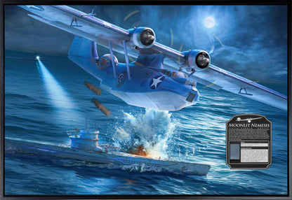 Moonlit Nemesis - PBY-5A Catalina Canvas with PBY Relic