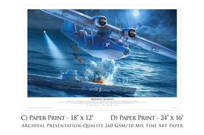 Moonlit Nemesis - PBY-5A Catalina Canvas with PBY Relic