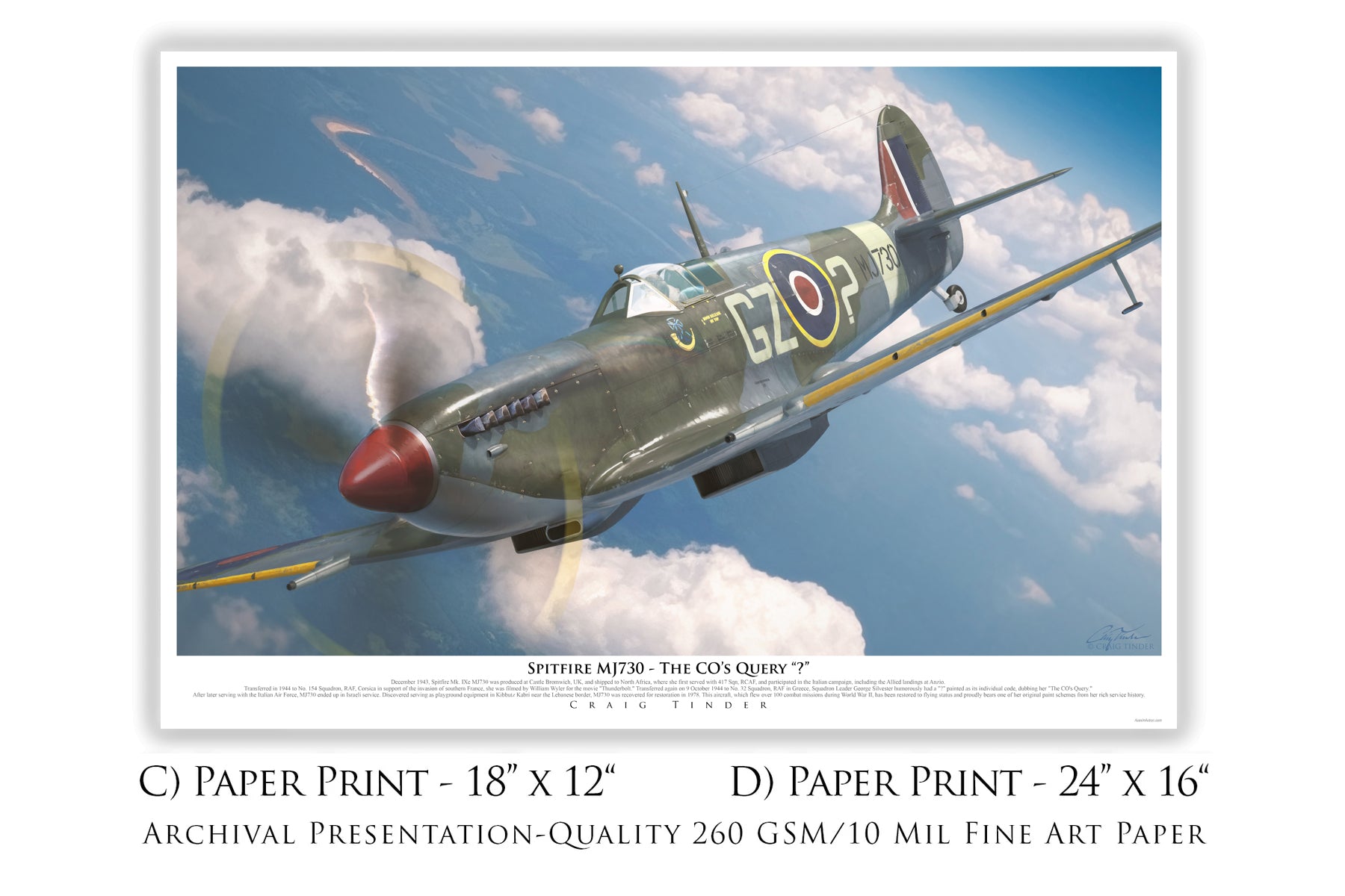 The CO's Query - Spitfire Mk IX Canvas with Spitfire Relic