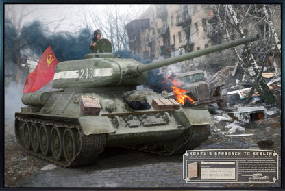 Konev's Approach to Berlin - T-34-85 Soviet Tank Canvas with T-34-85 Relic