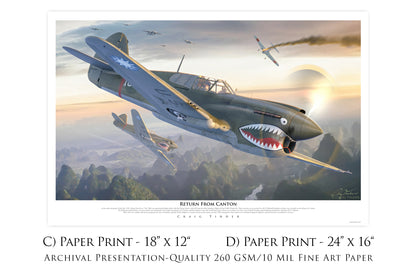 Return from Canton - P-40E Warhawk Canvas with P-40E Relic