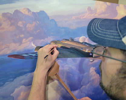 Artist Craig Tinder painting the original.