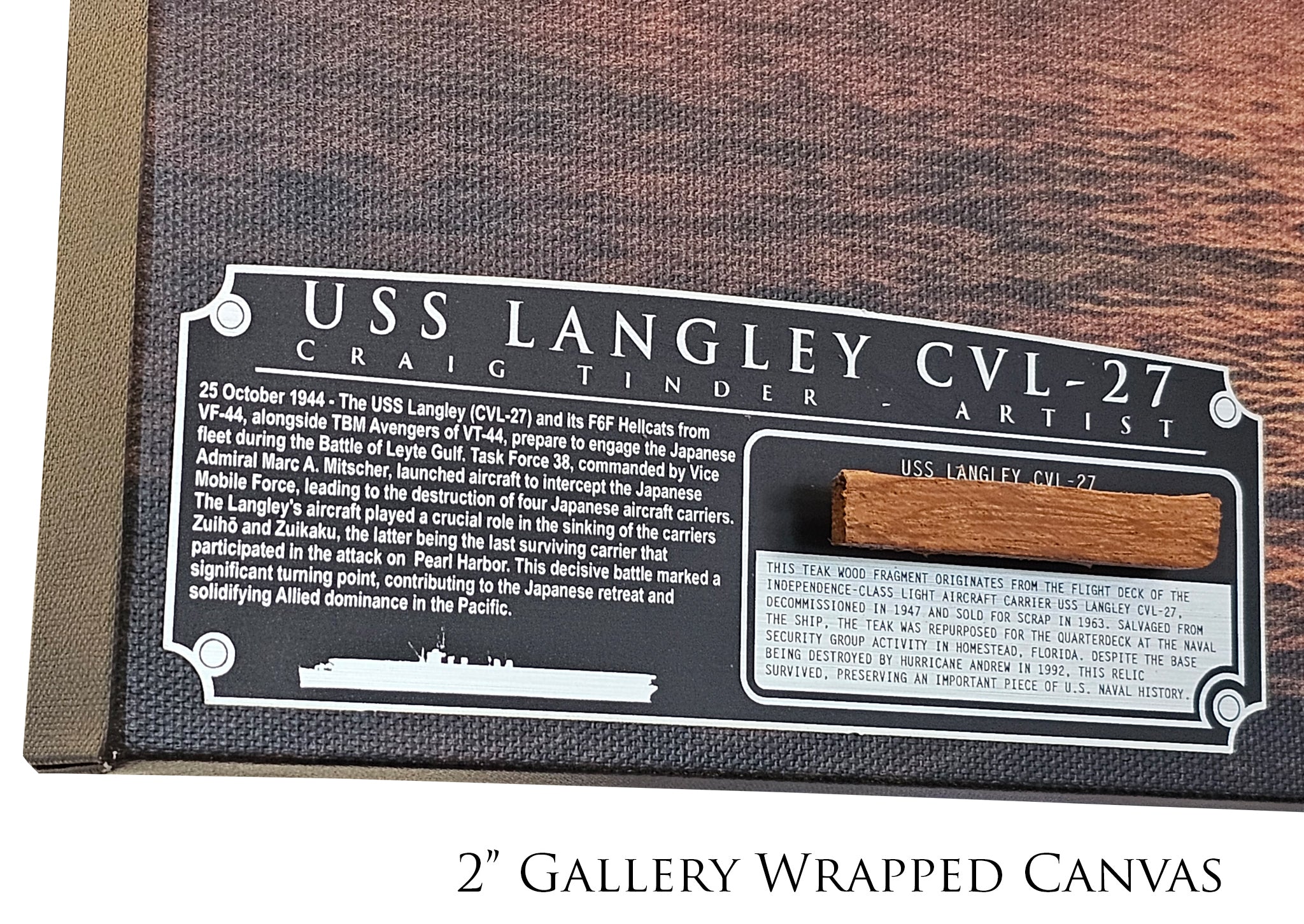 USS Langley CVL-27 Canvas with USS Langley Relic