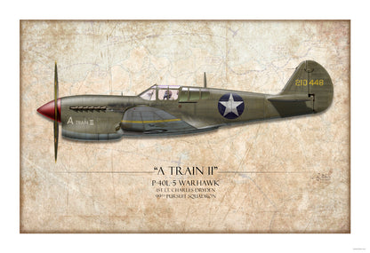 A Train II P-40L-5 Warhawk Aviation Art Print - Profile