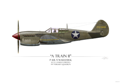 A Train II P-40L-5 Warhawk Aviation Art Print - Profile