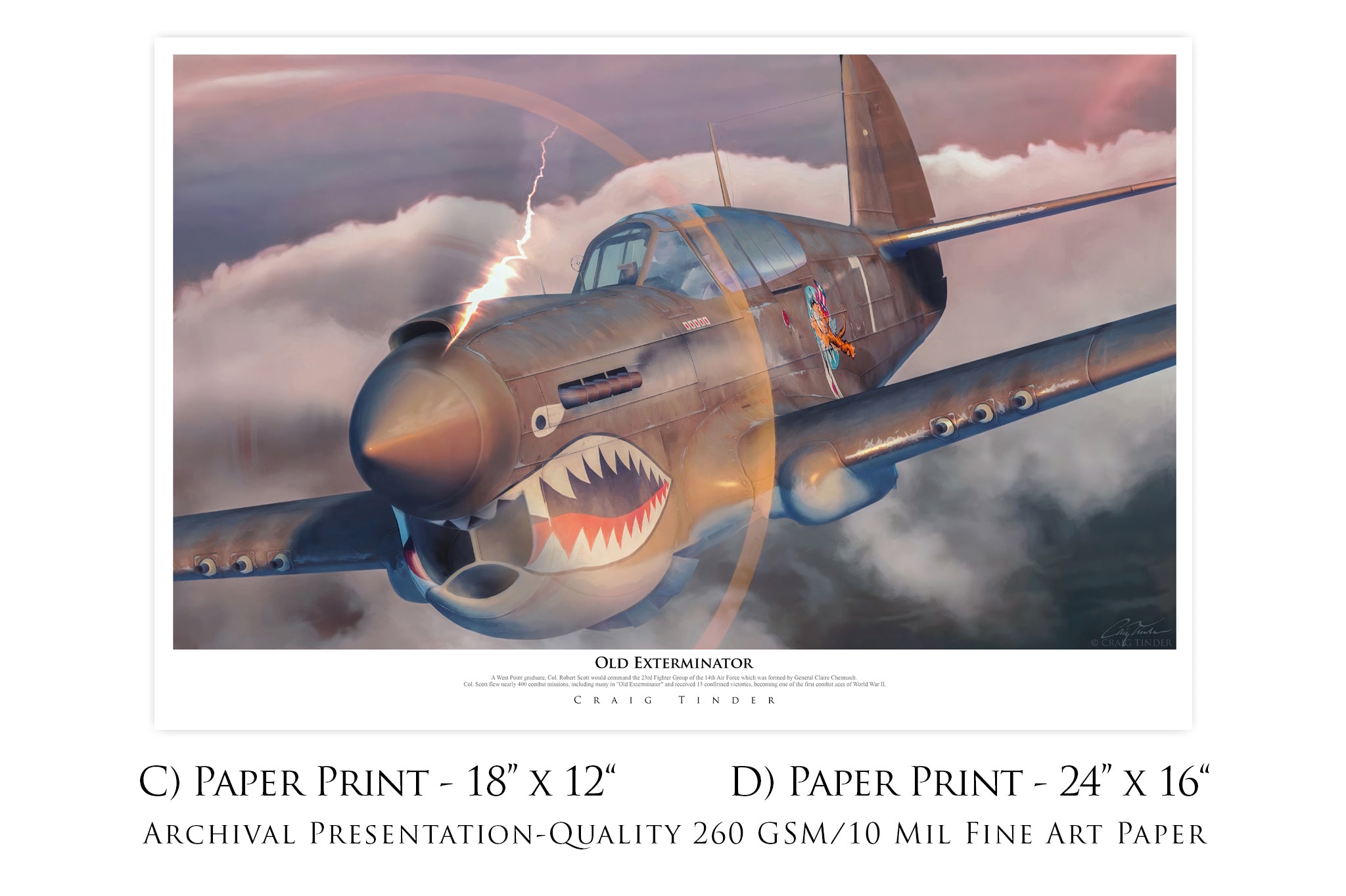 Old Exterminator -  P-40E Warhawk Canvas with P-40E Relic