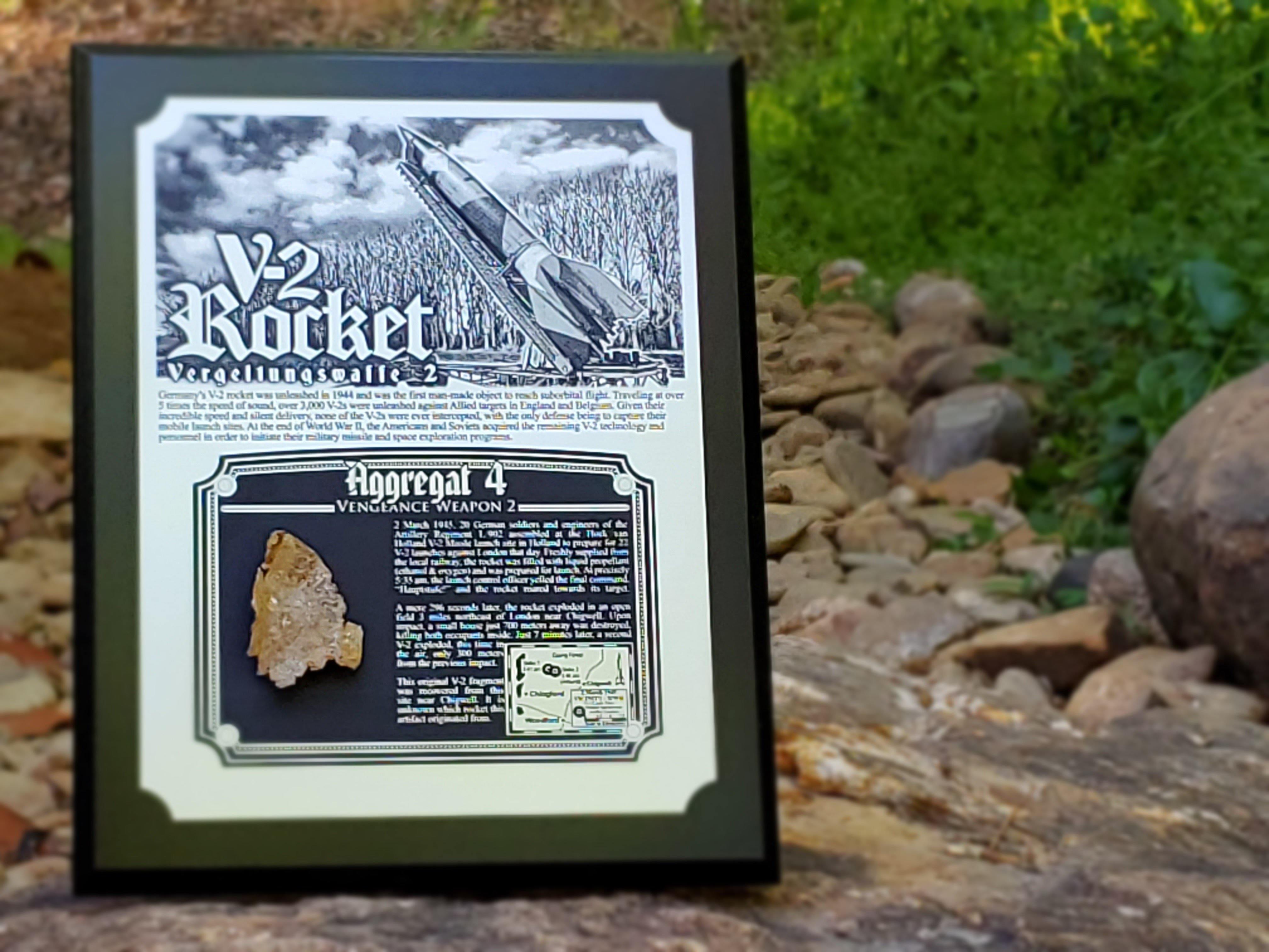 WWII German V-2 Rocket Historical Plaque - w/ Actual Relic & COA - Ltd. Qtys. - Aces In Action