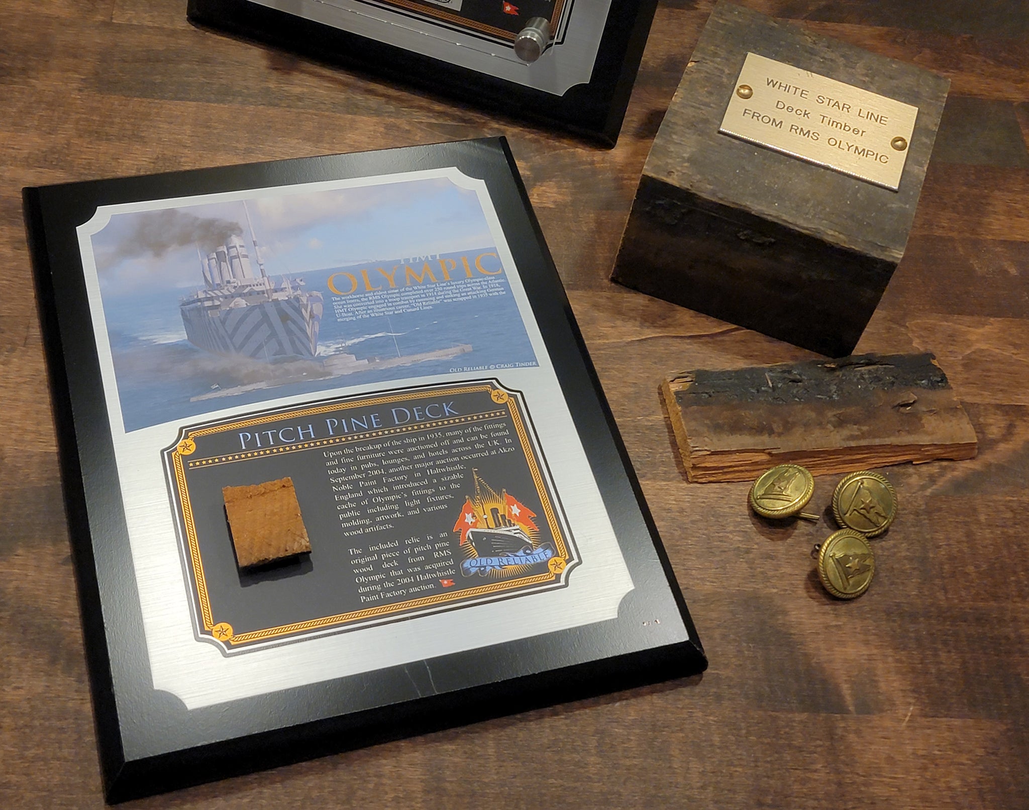 White Star Line RMS Olympic Relic Plaque - Full Color 8"x10"-Historical Display Plaques-Aces In Action: The Workshop of Artist Craig Tinder