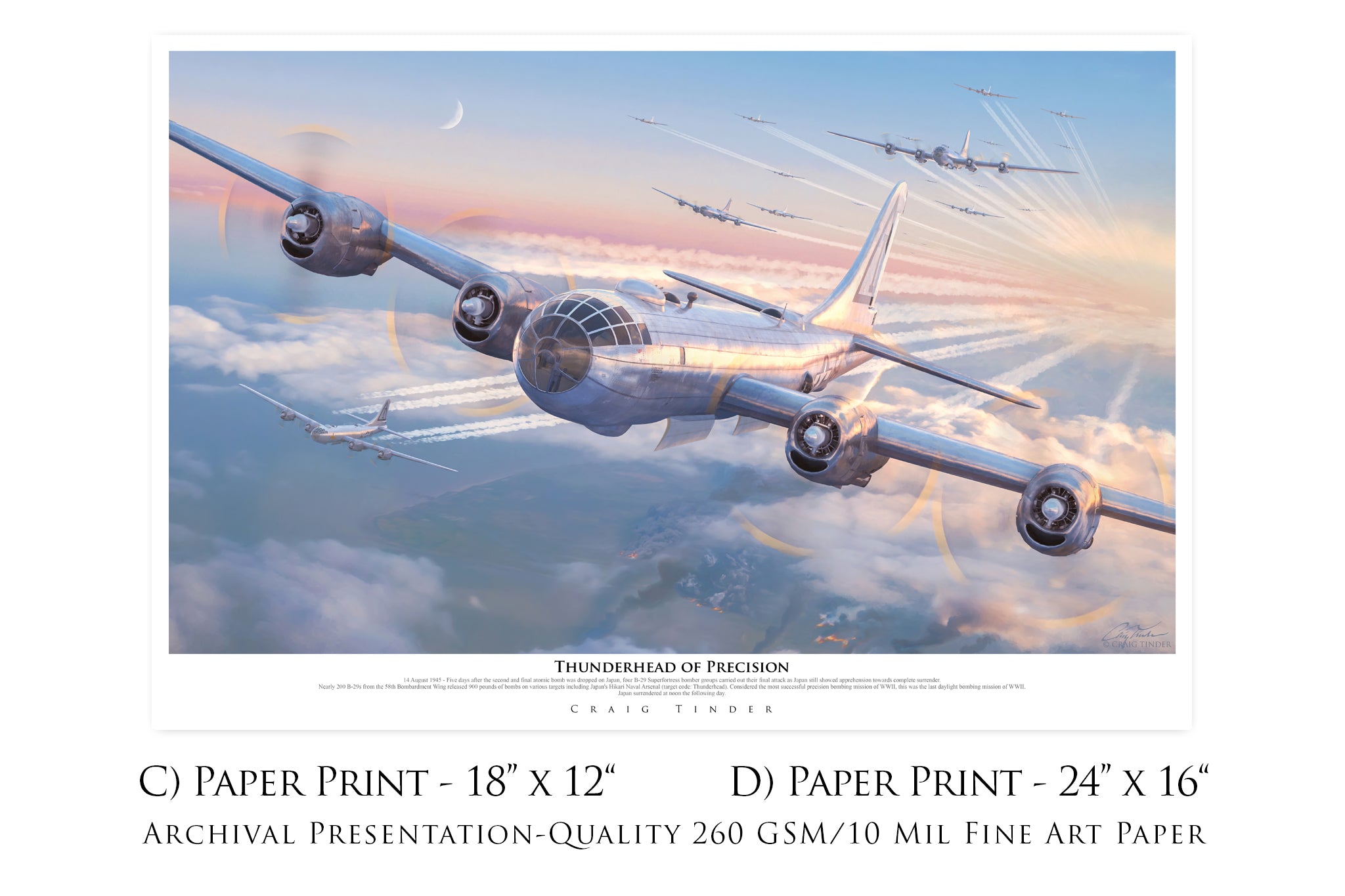 Thunderhead of Precision - B-29 Superfortress Aviation Art-Art Print-Aces In Action: The Workshop of Artist Craig Tinder