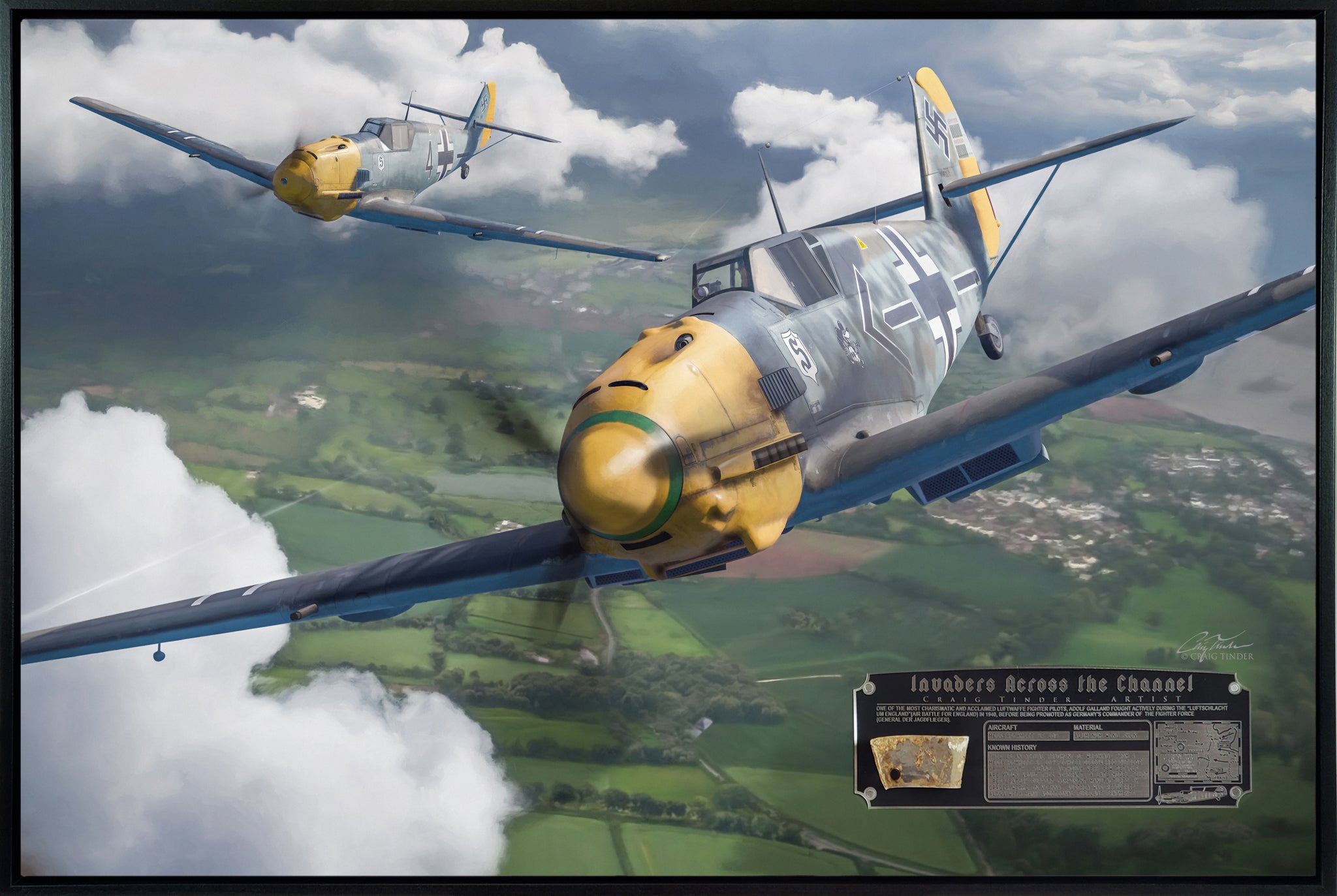 Invaders Across the Channel - Messerschmitt Bf 109 Aviation Art-Art Print-Aces In Action: The Workshop of Artist Craig Tinder