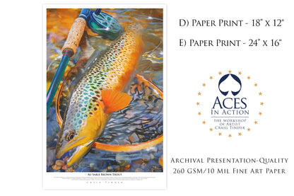 Au Sable River Brown Trout - Framed Canvas Shadowbox Art-Art Print-Aces In Action: The Workshop of Artist Craig Tinder