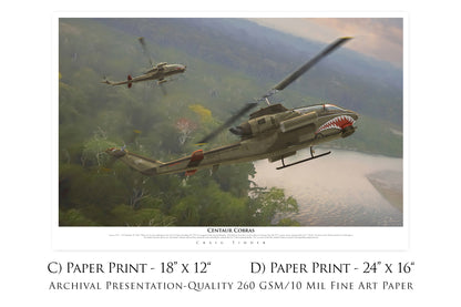 Centaur Cobras - Cobra Helicopter Aviation Art-Art Print-Aces In Action: The Workshop of Artist Craig Tinder