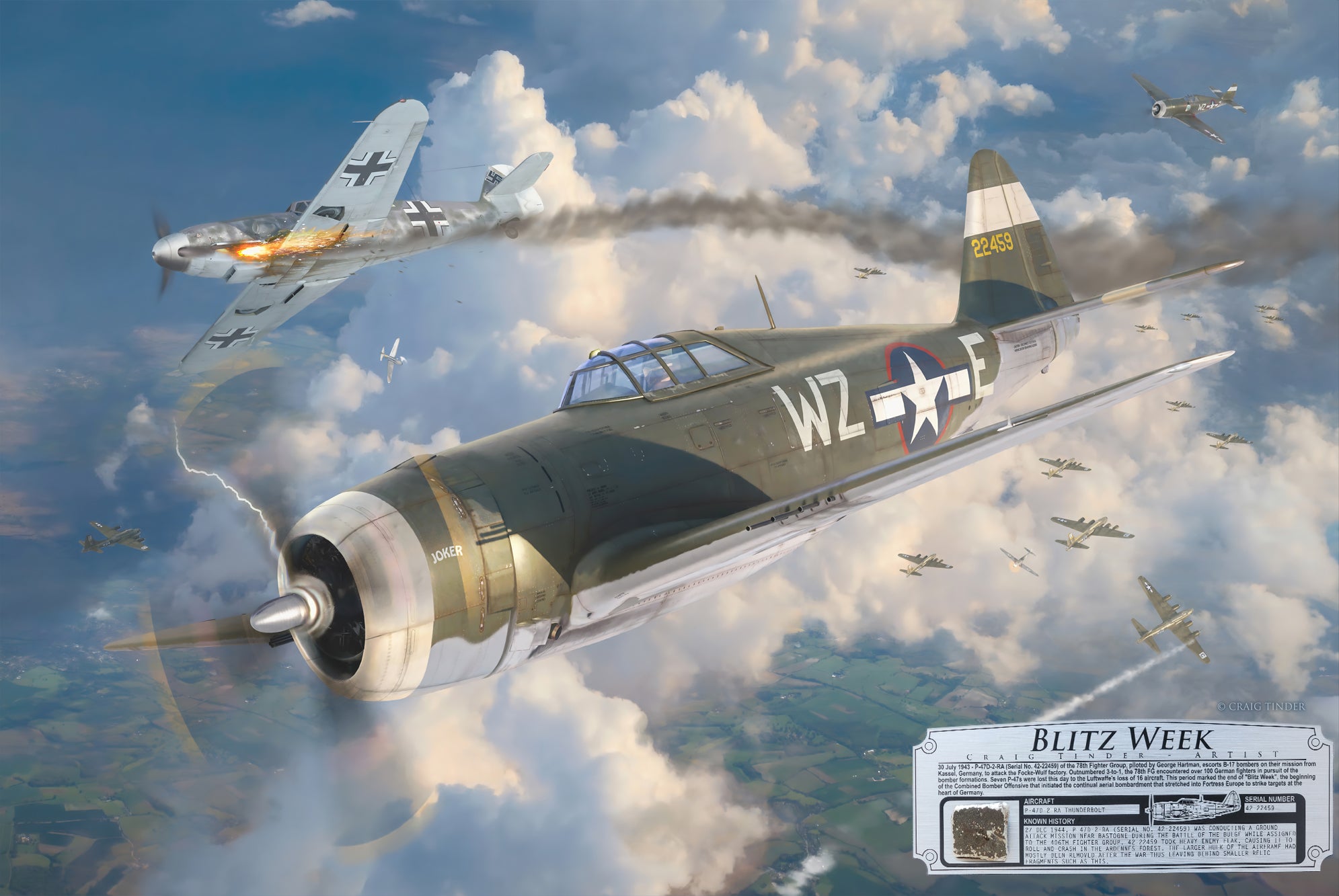 Blitz Week - P-47D Thunderbolt Aviation Art-Art Print-Aces In Action: The Workshop of Artist Craig Tinder