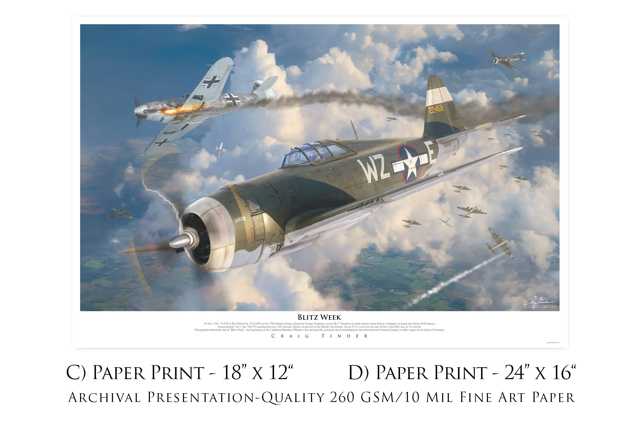 Blitz Week - P-47D Thunderbolt Aviation Art-Art Print-Aces In Action: The Workshop of Artist Craig Tinder