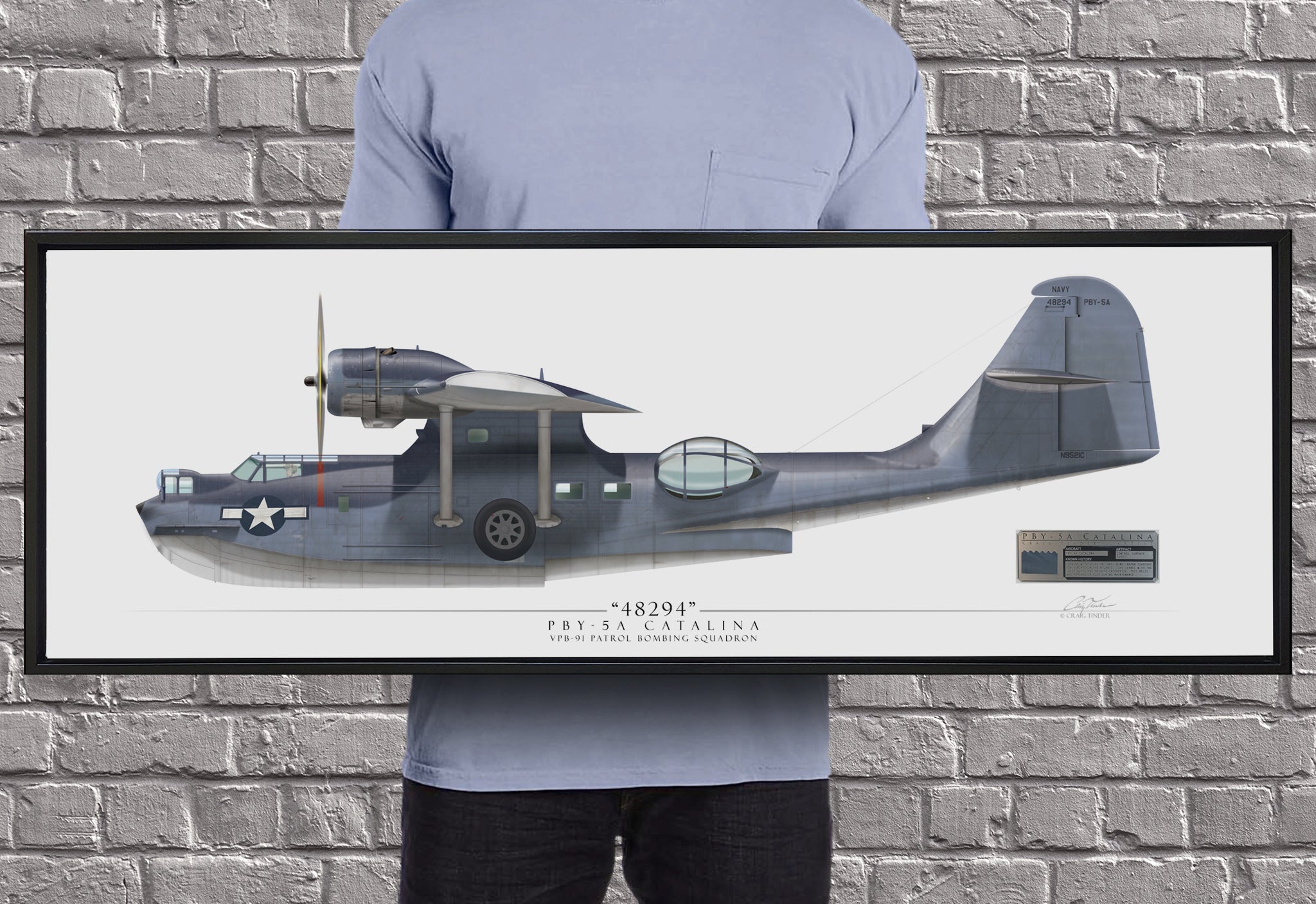 PBY-5A Catalina - Framed Panoramic Aviation Art Print - Profile-Art Print-Aces In Action: The Workshop of Artist Craig Tinder