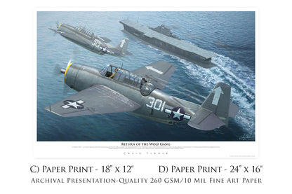 Return of the Wolf Gang - TBM Avenger Aviation Art-Art Print-Aces In Action: The Workshop of Artist Craig Tinder